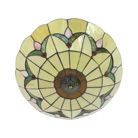 Plafonnier en verre teinté Tiffany Loft - Plafonnier encastré Magnolia aux nuances multicolores pour chambre à coucher