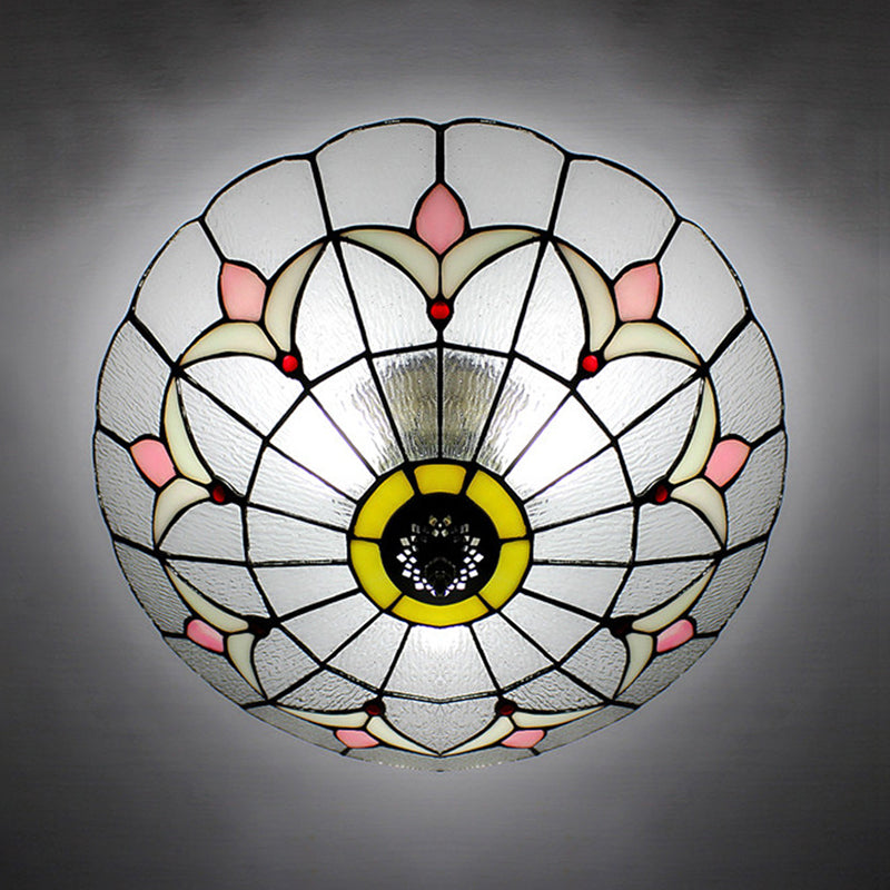 Plafonnier en verre teinté Tiffany Loft - Plafonnier encastré Magnolia aux nuances multicolores pour chambre à coucher