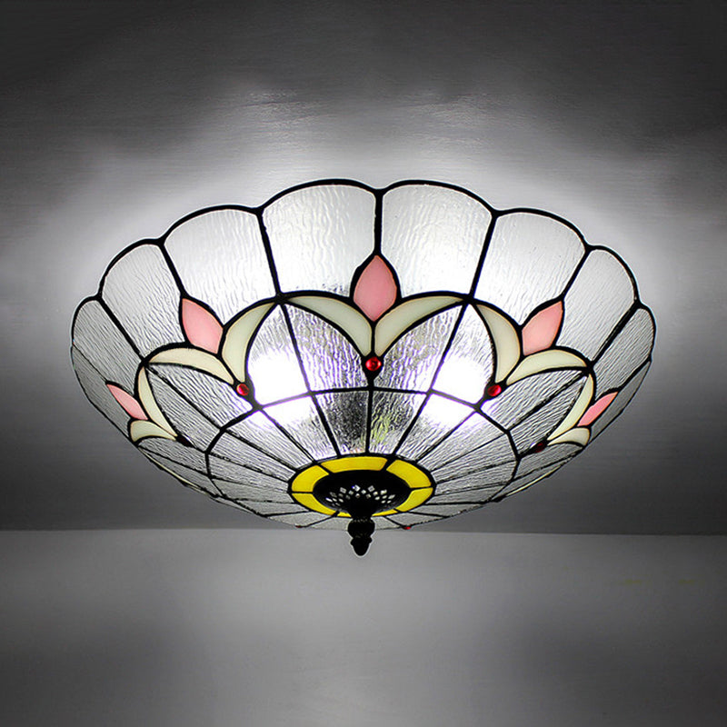 Plafonnier en verre teinté Tiffany Loft - Plafonnier encastré Magnolia aux nuances multicolores pour chambre à coucher
