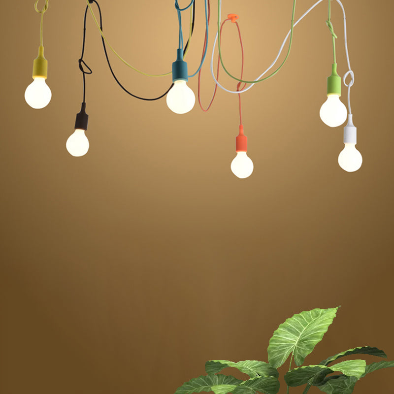 Industrial Style Multi Color Swag Pendant Light Fixture - 6 Lights, Restaurant Hanging Lamp (Black Finish)