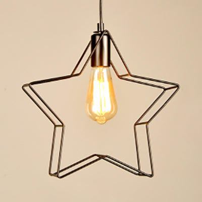 Minimalist Black/Bronze Metal Wire Pendant Lighting for Living Room - Star Ceiling Hanging Light with 1 Light
