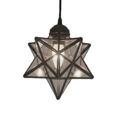 Suspension en forme d'étoile texturée blanche/transparente de style Tiffany - 8"/12" - Verre inoxydable - Plafonnier de salle à manger