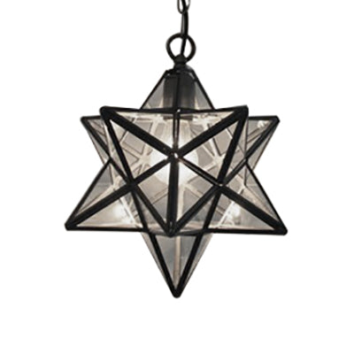 Suspension en forme d'étoile texturée blanche/transparente de style Tiffany - 8"/12" - Verre inoxydable - Plafonnier de salle à manger