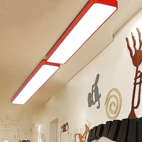 Candy Colored Led Ceiling Lamp For Baby And Kids Bedroom - Acrylic Linear Mount