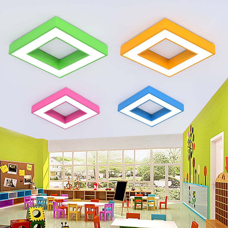 Contemporary Acrylic Square Flush Mount Light for Child's Bedroom Ceiling