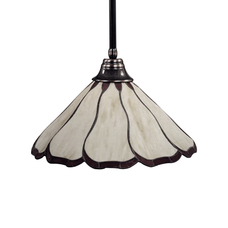 Lampe à suspension en verre artistique rouge/vert de style Tiffany fabriquée à la main - Motif fleur de tête