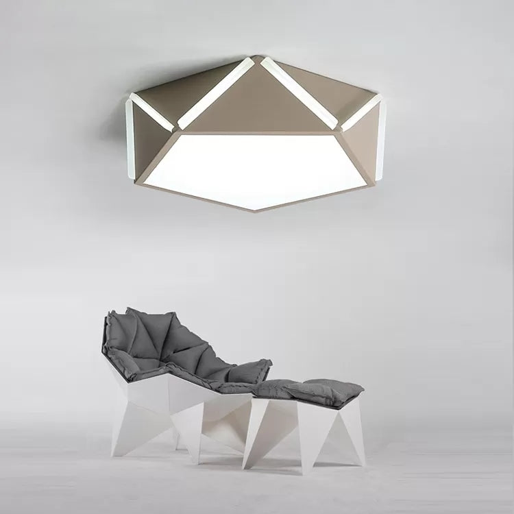 Diamond Acrylic LED Ceiling Lamp - Cafe Pentagon Macaron Style