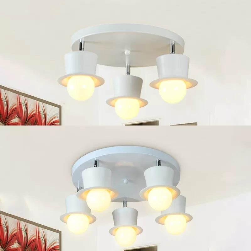 Contemporary Rotatable Ceiling Lamp in White for Boys' Bedroom