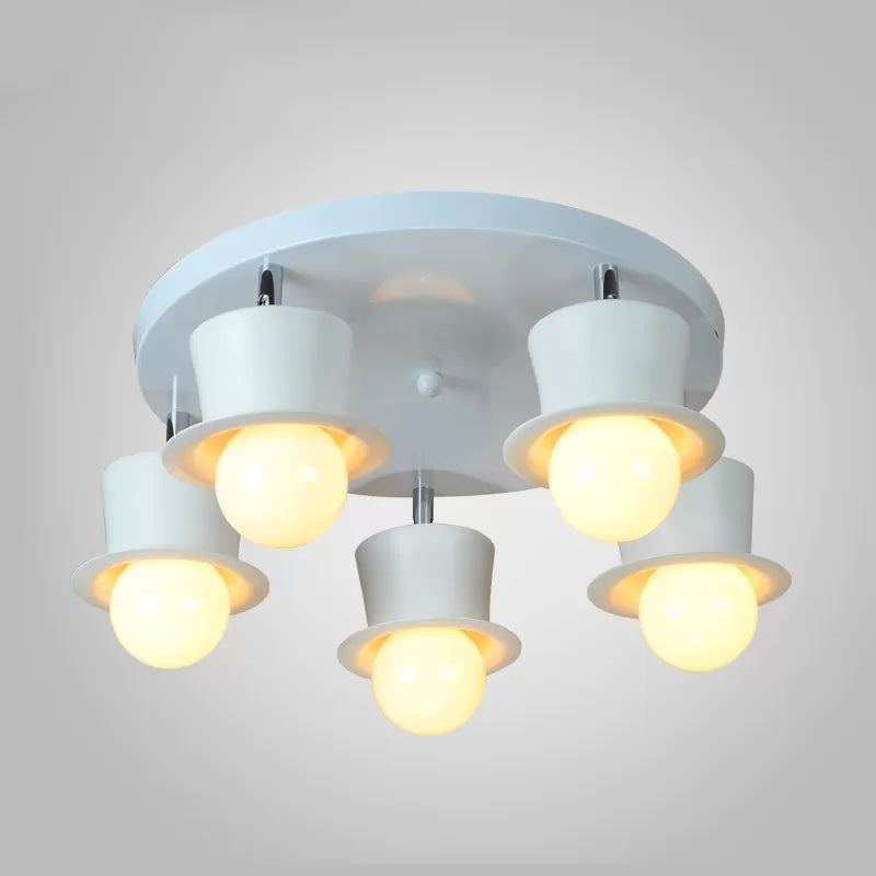Contemporary Rotatable Ceiling Lamp in White for Boys' Bedroom