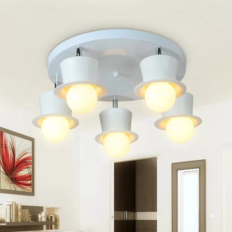 Contemporary Rotatable Ceiling Lamp in White for Boys' Bedroom