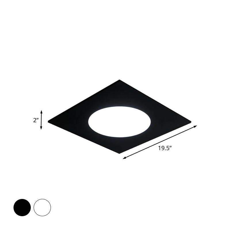 Minimalist LED Flush Mount Light in Metallic Squared Design with White/Warm Light
