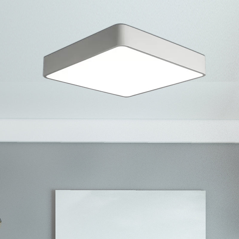 Modern LED Metal Flush Mount Light Fixture - White/Black Square - 14"/18"/23.5" Wide - Living Room