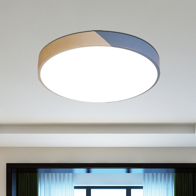 Round Flush Mount LED Ceiling Lamp in Macaron Acrylic and Metal - Available in 3 Sizes and 3 Color Options - Ideal for Bedroom