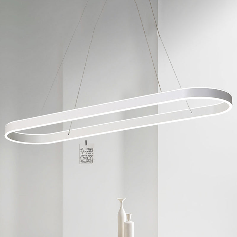 Plafonnier à LED ovale doré/blanc - 31,5"/39"/47" de large - Style minimaliste - Lumière chaude/blanche - Au-dessus de l'îlot