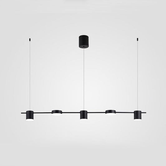 Modern Drum Aluminum Island Pendant Ceiling Light Fixture In Black/Gold With Warm/White Lighting