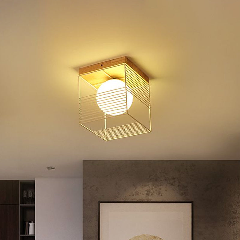 Suspension carrée contemporaine à encastrer - Blanc/noir, métal - Idéal pour le plafond d'une chambre