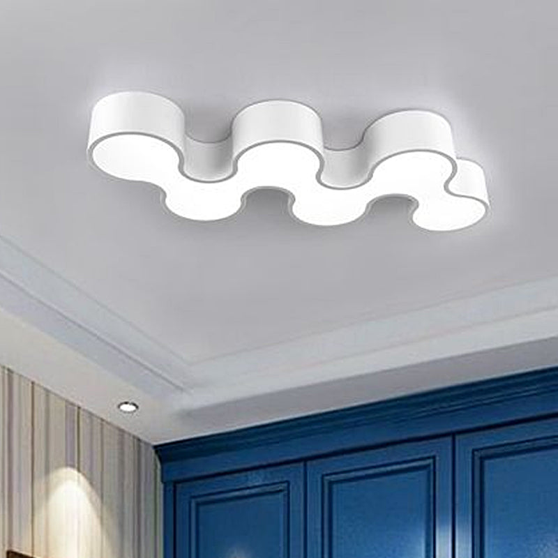 Contemporary Wavy Design Acrylic Flush Mount LED Ceiling Light for Bedroom in Warm/White