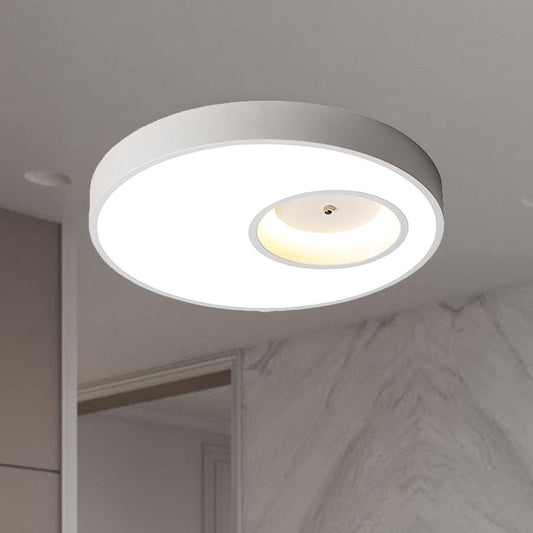 Contemporary Black/White Round Ceiling Flush Light 18/23.5 Wide - Led Acrylic Lighting For