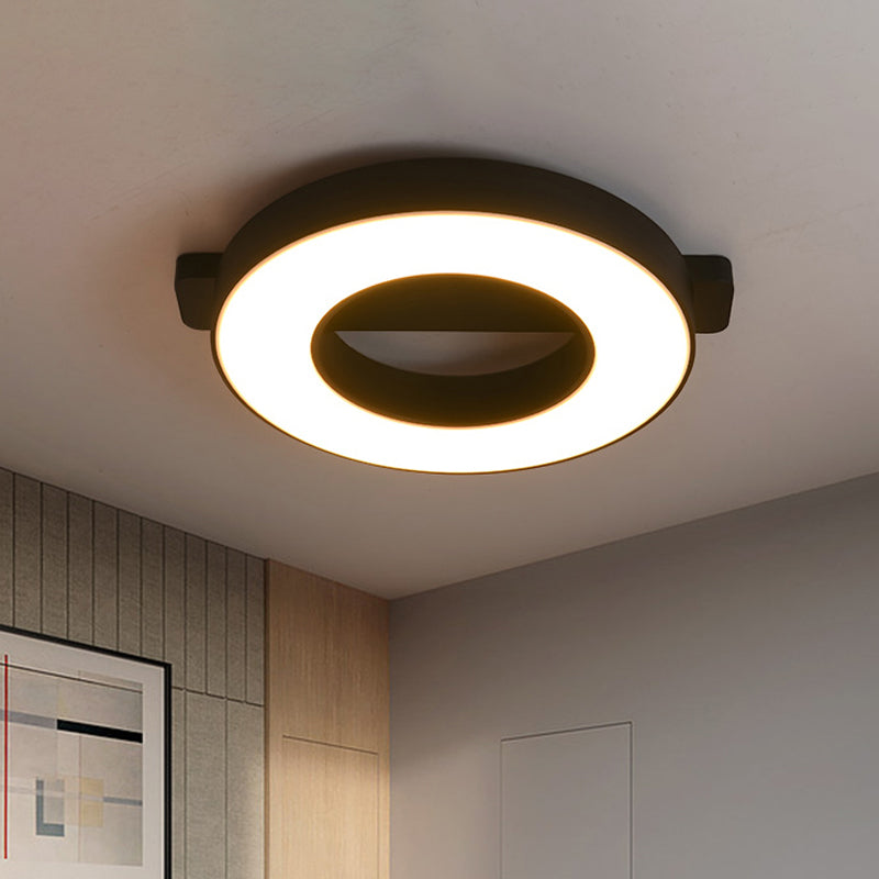 Modern Metal LED Ceiling Flush Light in White/Black - Warm/White Lighting Options - Multiple Sizes Available