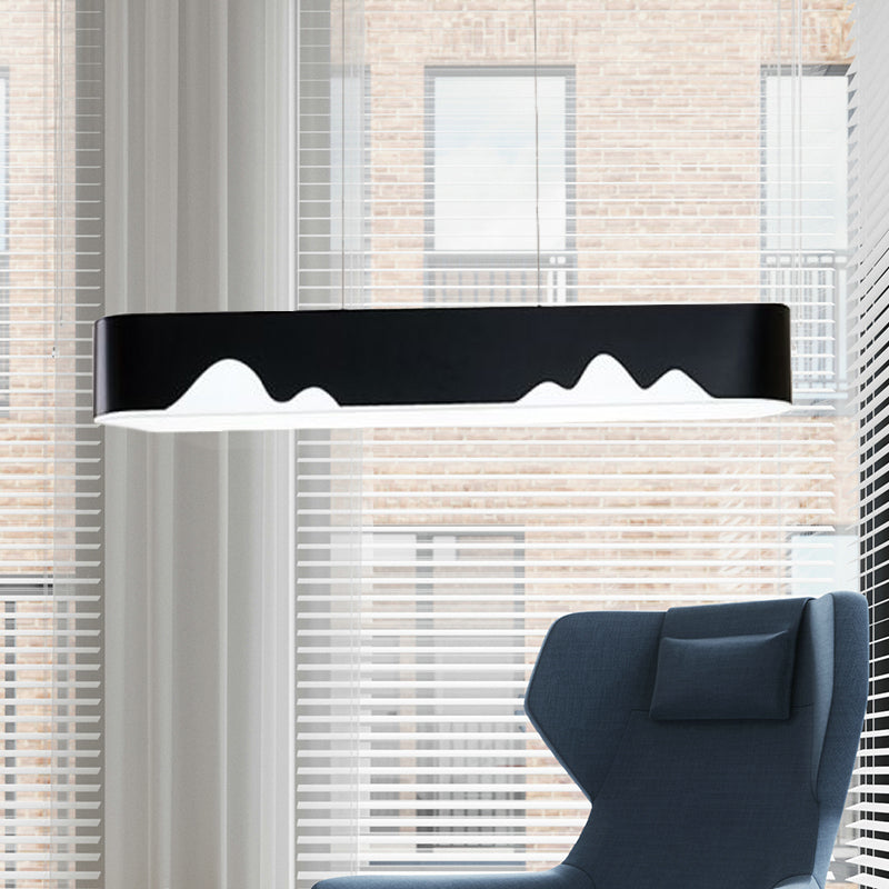 Modern LED Linear Chandelier - White/Black/Green - Rectangular Design - Hanging Ceiling Light in White/Warm Light - 35.5"/47" Wide