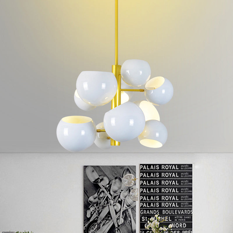 Simple Style Hanging Chandelier Light With Stacked Metal Shades - 10/13 Lights Black/White Ideal For