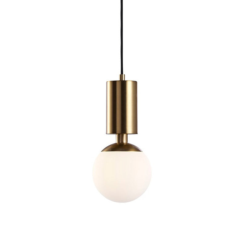 Minimalist Milky Glass Sphere Pendant Light, 1-Head, 8" Wide - Black Ceiling Lamp