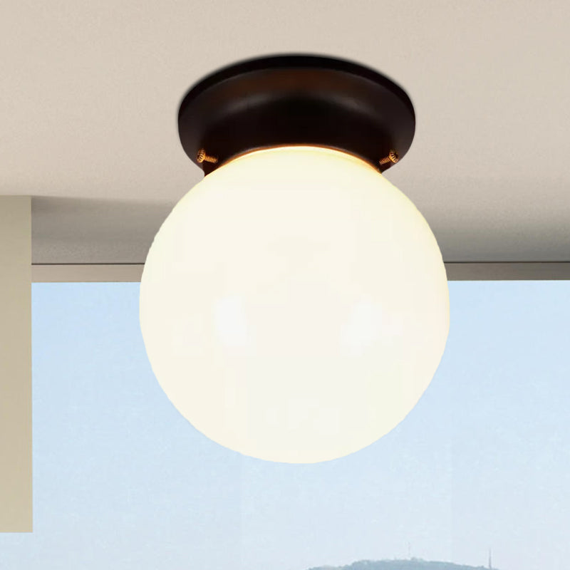 Industrial Black/Clear Glass Flush Mount Lighting Fixture, 6"/6.5" Wide
