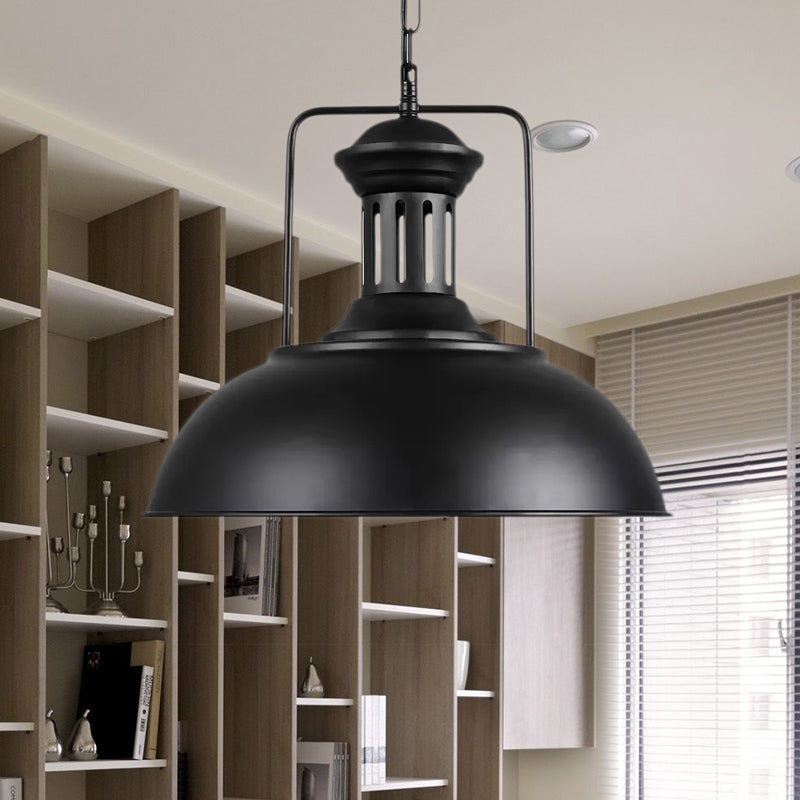 Retro Stylish Metal Pendant Lighting - 1 Bulb 13"/14"/16" Diameter Bowl - Black/White Inner/White