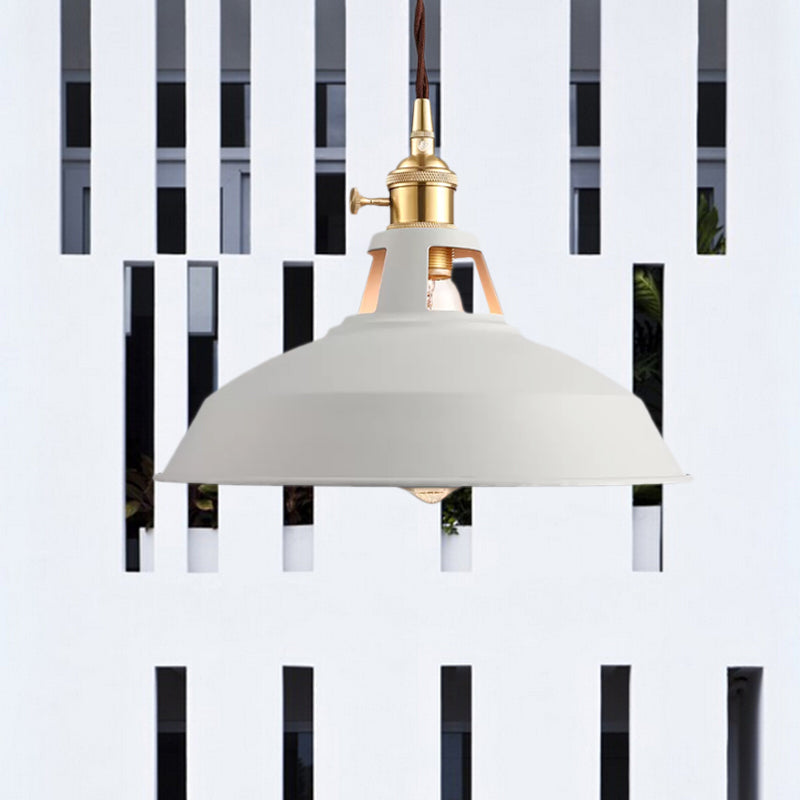 Lampe à suspension industrielle de style grange - Plafonnier métallique noir/blanc élégant pour cuisine avec cordon de suspension