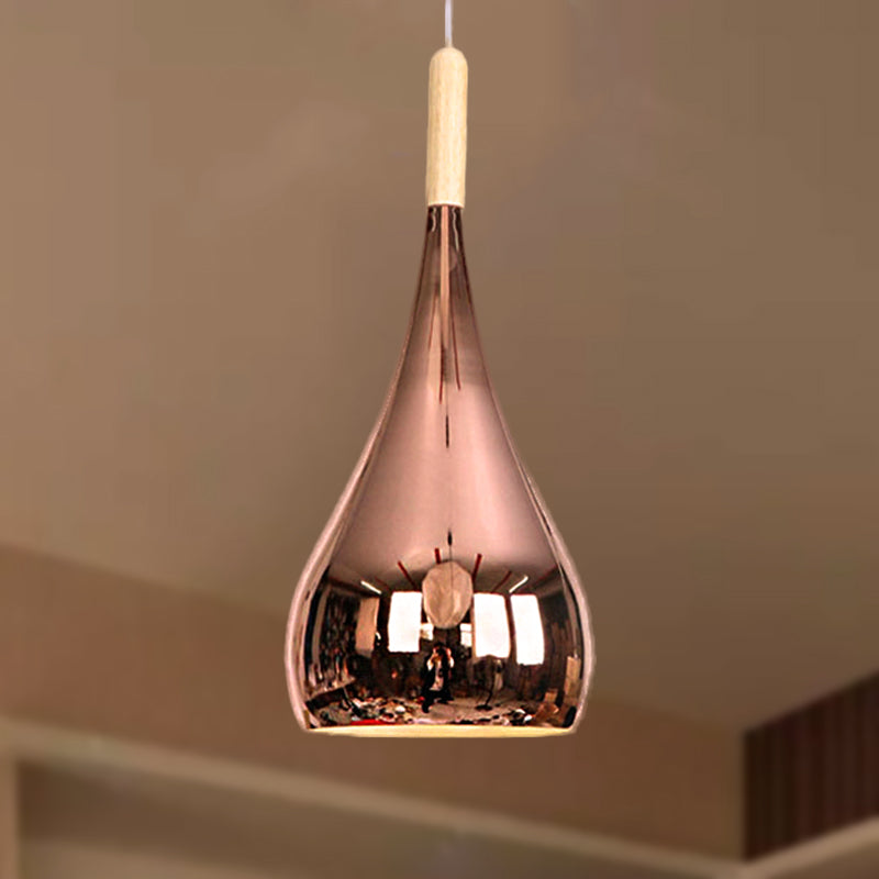 Teardrop Hanging Light Fixture Contemporary Chrome/Rose Gold Metal Pendant Ceiling For Kitchen