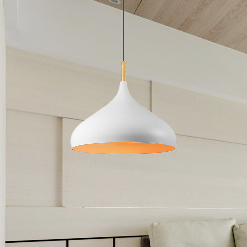 Metallic Dome Pendant Lamp - Simple Style, 1 Head, Black/White - Ideal for Dining Rooms - Available in 12.5" and 16.5" Width