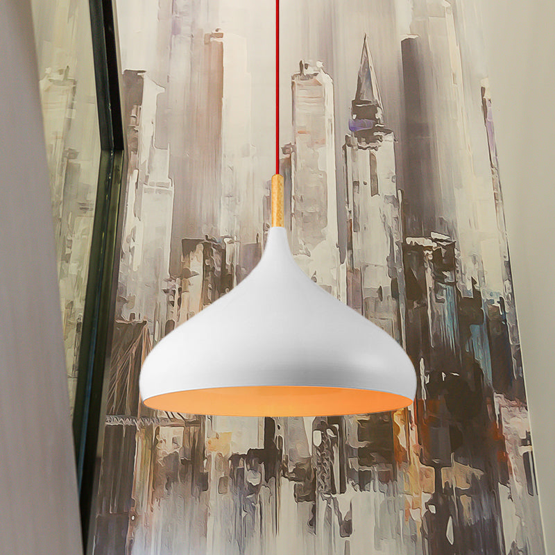 Metallic Dome Pendant Lamp - Simple Style, 1 Head, Black/White - Ideal for Dining Rooms - Available in 12.5" and 16.5" Width