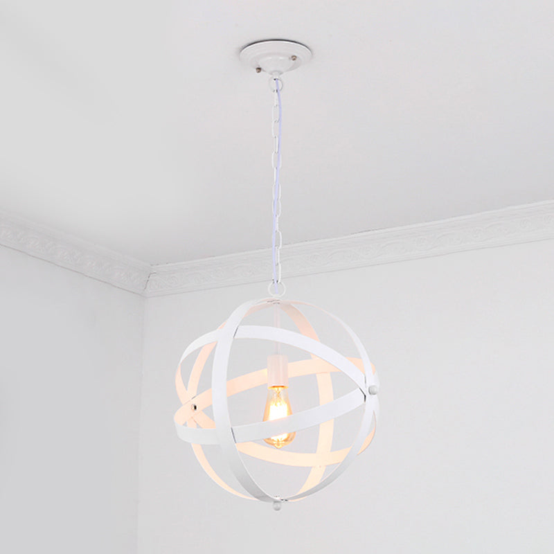 Lampe suspendue industrielle sphérique en métal doré/argenté vieilli à 1 lumière - Idéale pour les tables à manger et les salons