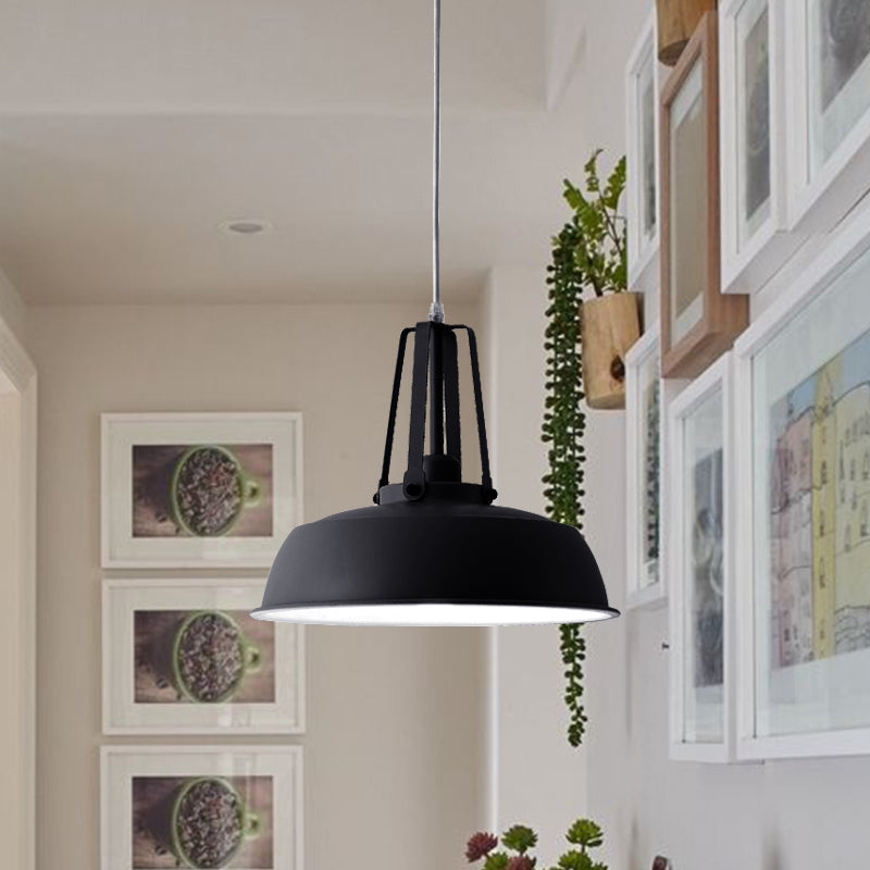 Suspension nordique élégante noire/bleue avec abat-jour en grange - Finition métallique - Idéale pour les salons