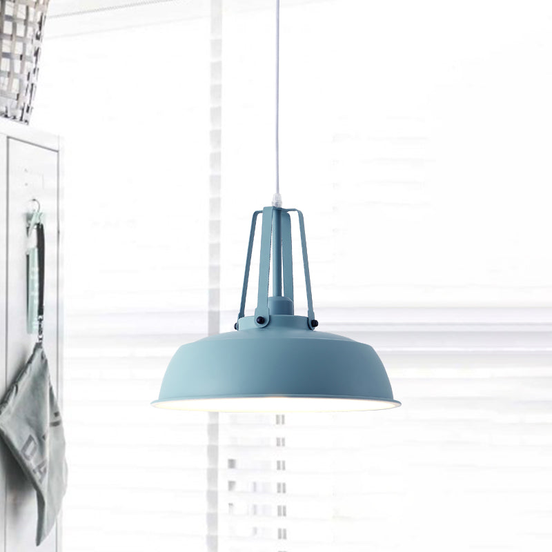 Suspension nordique élégante noire/bleue avec abat-jour en grange - Finition métallique - Idéale pour les salons
