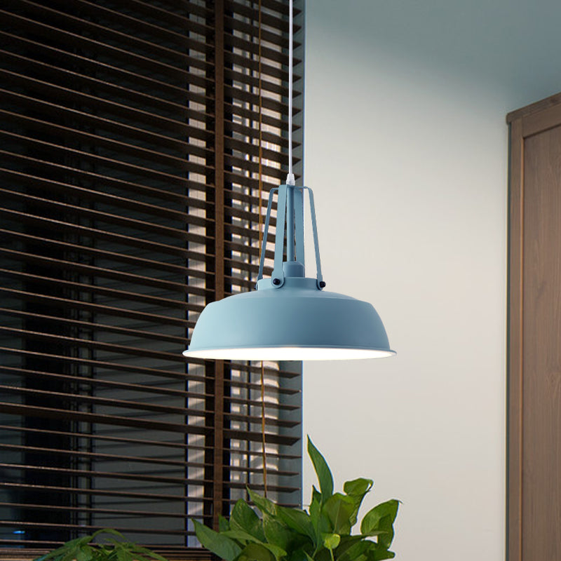 Suspension nordique élégante noire/bleue avec abat-jour en grange - Finition métallique - Idéale pour les salons