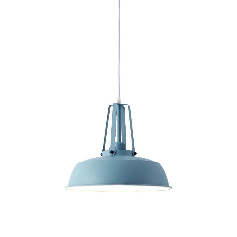 Suspension nordique élégante noire/bleue avec abat-jour en grange - Finition métallique - Idéale pour les salons