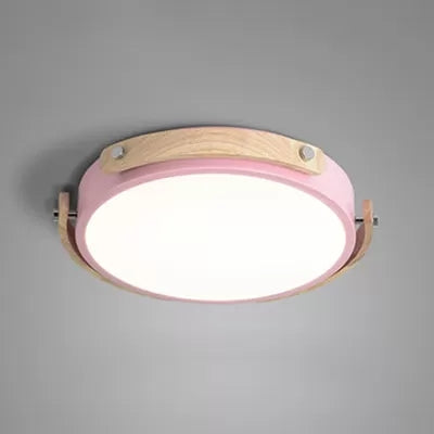 Stylish Round Ceiling Mount Study Room Light with Acrylic Macaron Undertint