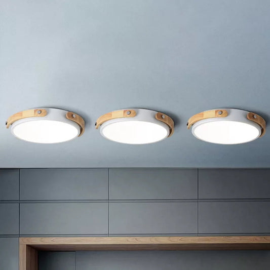 Stylish Round Ceiling Mount Study Room Light With Acrylic Macaron Undertint