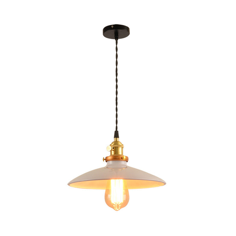 Lampe suspendue de style industriel en forme de bol de 10"/12,5" de large - 1 lampe suspendue en métal en noir/blanc/rouge