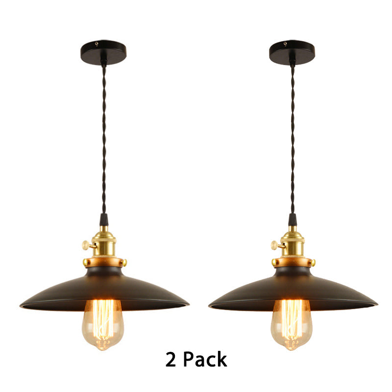 Lampe suspendue de style industriel en forme de bol de 10"/12,5" de large - 1 lampe suspendue en métal en noir/blanc/rouge