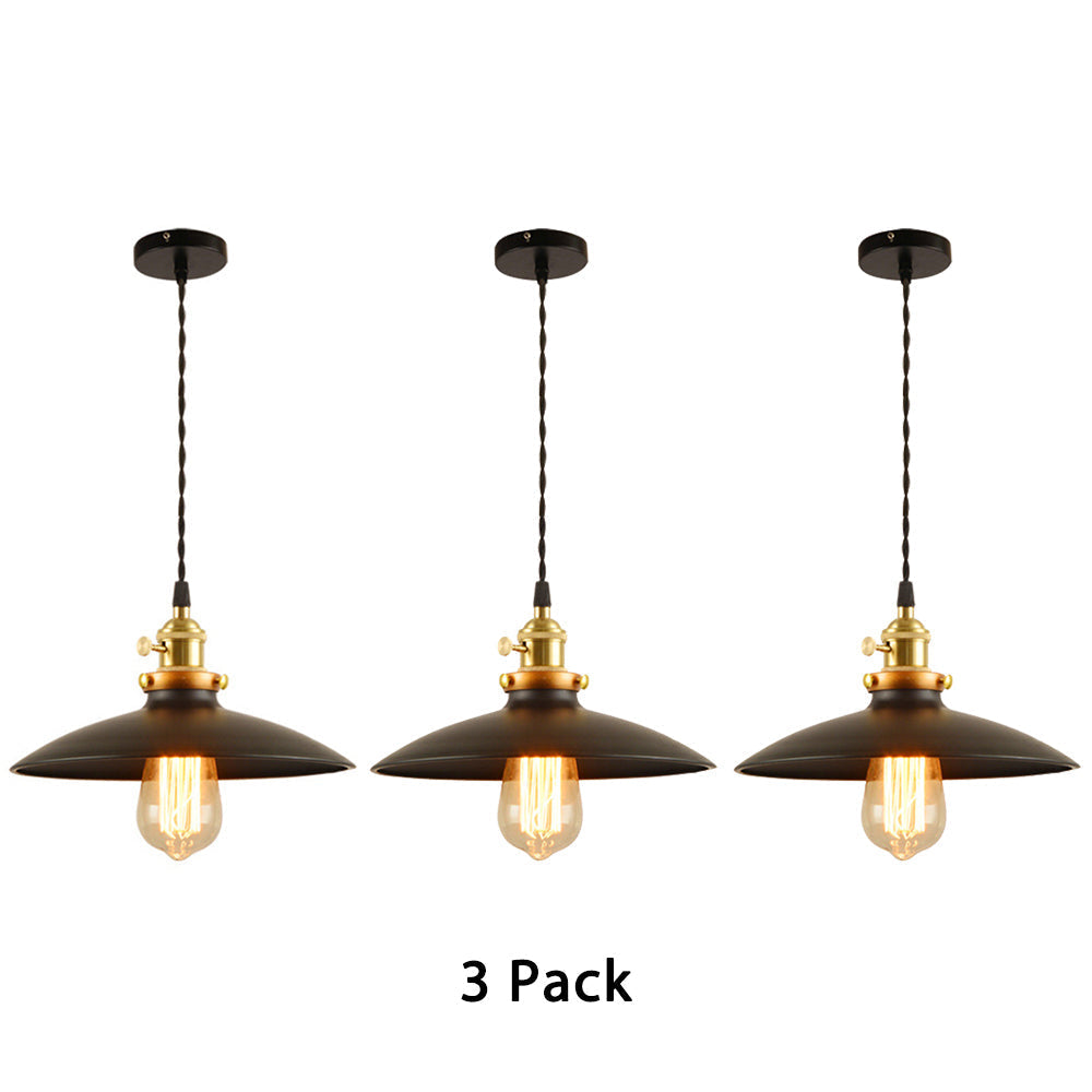 Lampe suspendue de style industriel en forme de bol de 10"/12,5" de large - 1 lampe suspendue en métal en noir/blanc/rouge