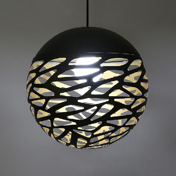 Contemporary Stenciled Metal Shade Pendant Light - 1 Light, Black/White, 8"/12" W - Ideal for Dining Areas