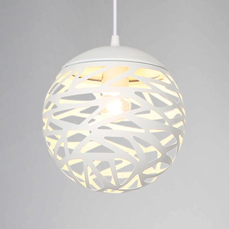 Contemporary Stenciled Metal Shade Pendant Light - 8/12 W Black/White White / 8