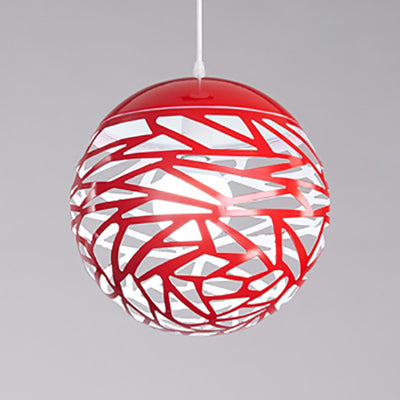 Contemporary Stenciled Metal Shade Pendant Light - 8/12 W Black/White Red / 8