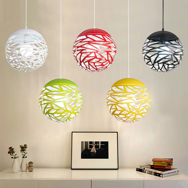 Contemporary Stenciled Metal Shade Pendant Light - 1 Light, Black/White, 8"/12" W - Ideal for Dining Areas