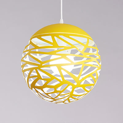 Contemporary Stenciled Metal Shade Pendant Light - 1 Light, Black/White, 8"/12" W - Ideal for Dining Areas
