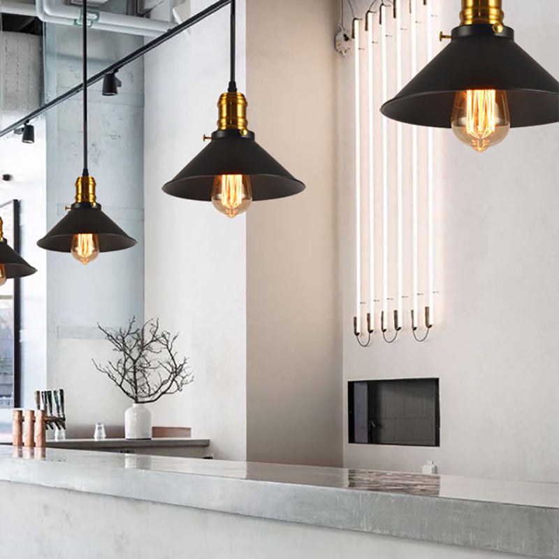 Luminaire suspendu en laiton de style loft - Abat-jour conique, 1 lampe, métal, plafonnier suspendu - (paquet de 1/2/3)