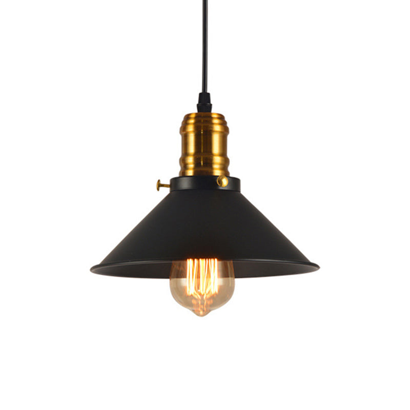 Luminaire suspendu en laiton de style loft - Abat-jour conique, 1 lampe, métal, plafonnier suspendu - (paquet de 1/2/3)