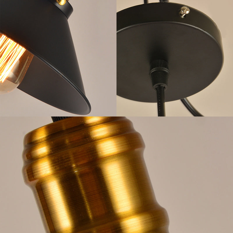 Luminaire suspendu en laiton de style loft - Abat-jour conique, 1 lampe, métal, plafonnier suspendu - (paquet de 1/2/3)